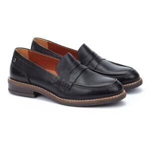 NIB Pikolinos Women's Black Leather Aldaya Slip On Loafers Shoes Size 11.5